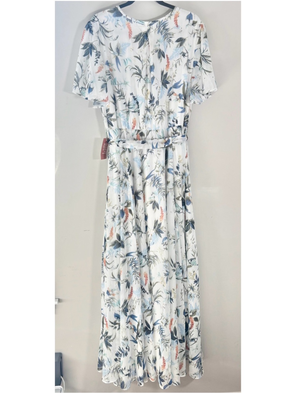 NWT Ivy City Co 1X Floral Maxi Dress Flutter Sleeve Tie Waist Cottagecore - Picture 5 of 12